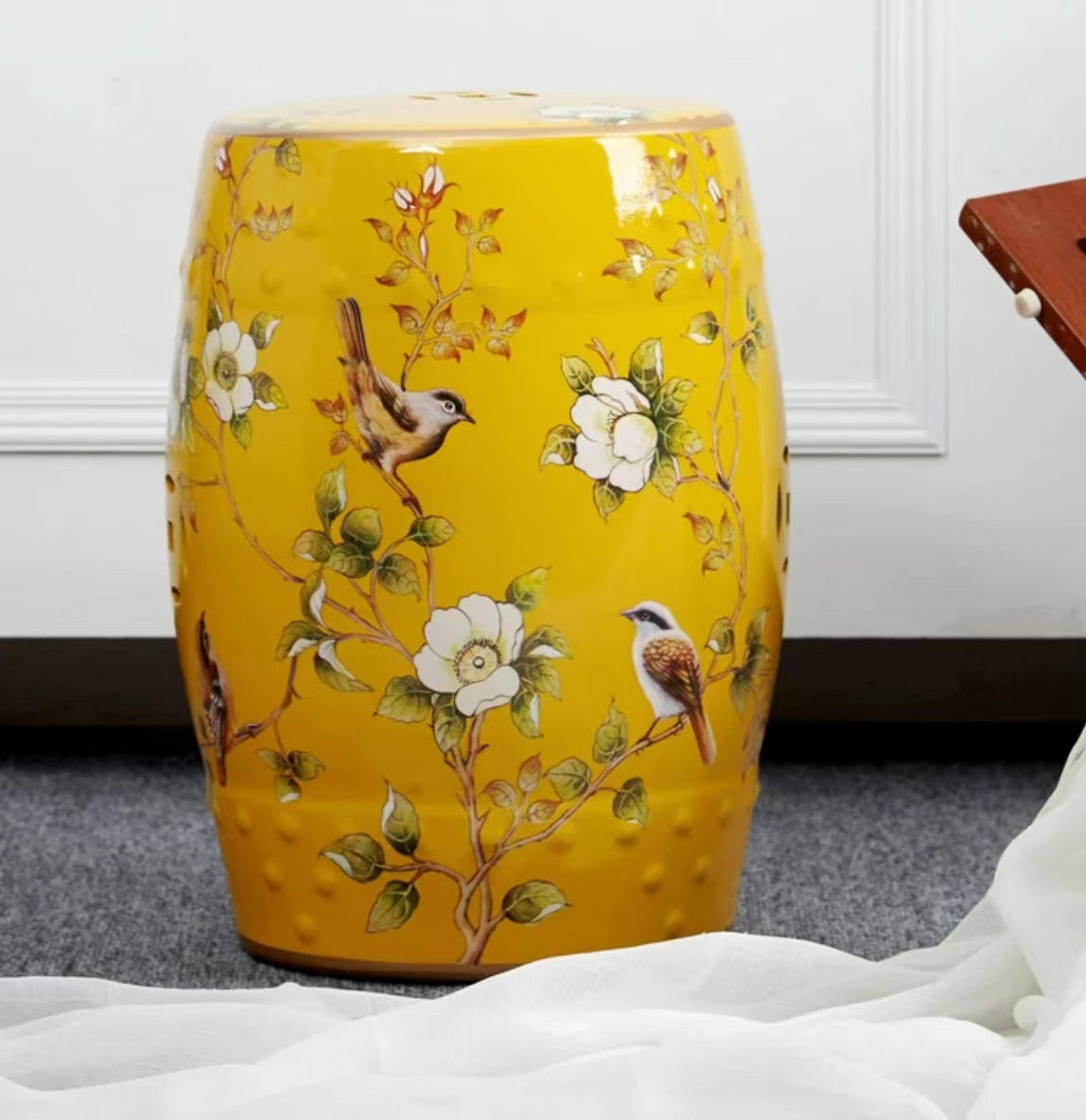 Aaliyiah Tall Porcelain Garden Stool - 4 Seasons Home Gadgets