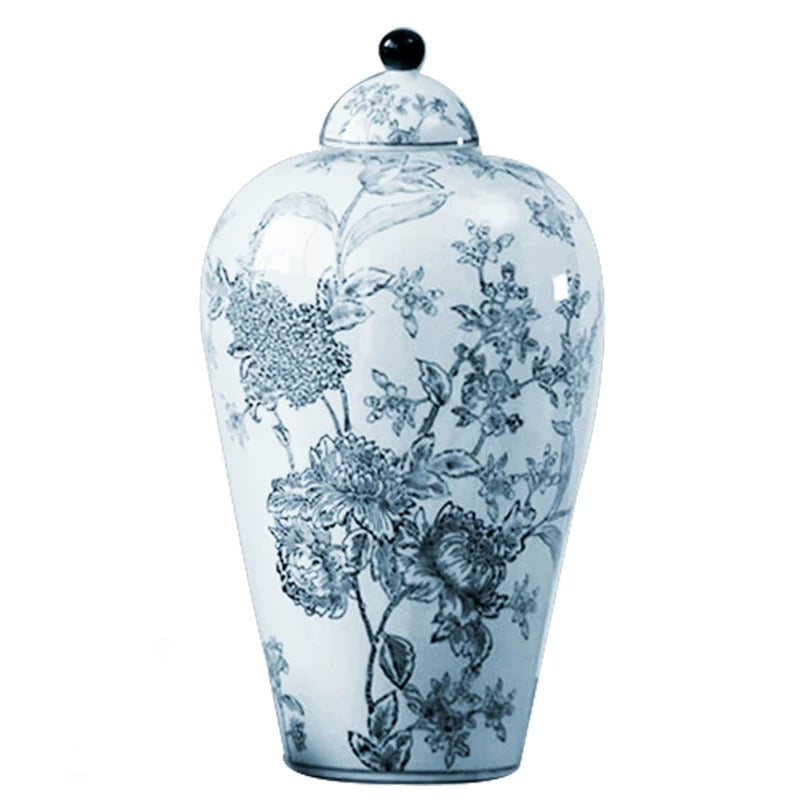 Adian Floral Ceramic Ginger Jar & Vase - 4 Seasons Home Gadgets