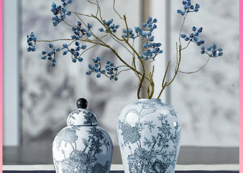 Adian Floral Ceramic Ginger Jar & Vase - 4 Seasons Home Gadgets