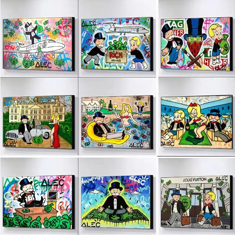 Alec Graffiti Monopoly Millionaire Money Street Art Wall Art - 4 Seasons Home Gadgets