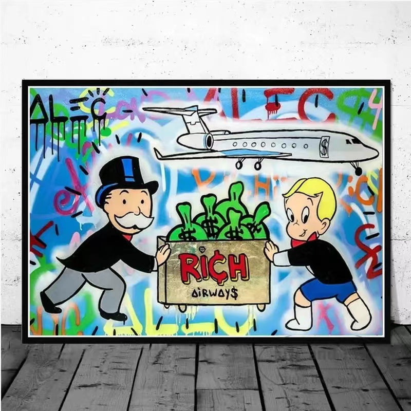 Alec Graffiti Monopoly Millionaire Money Street Art Wall Art - 4 Seasons Home Gadgets