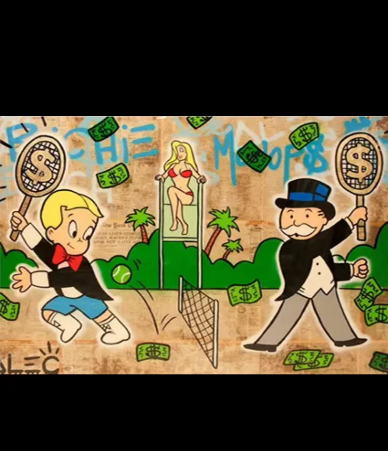 Alec Graffiti Monopoly Millionaire Money Street Art Wall Art - 4 Seasons Home Gadgets