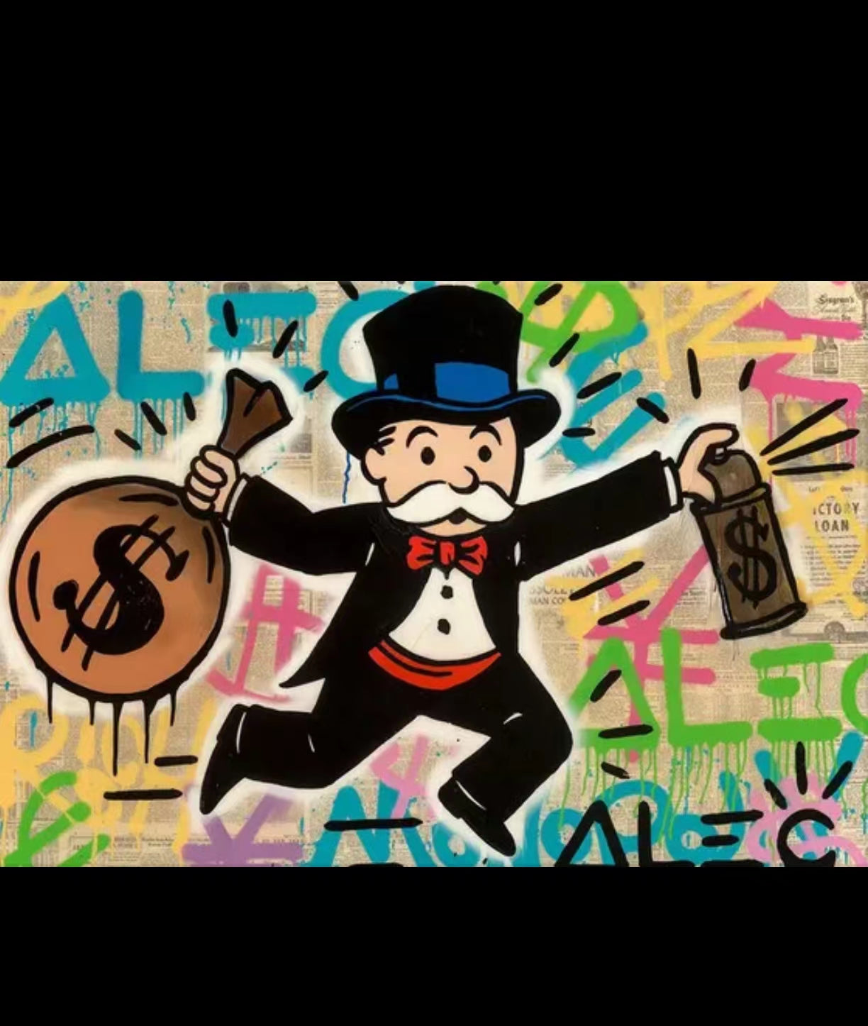 Alec Graffiti Monopoly Millionaire Money Street Art Wall Art - 4 Seasons Home Gadgets