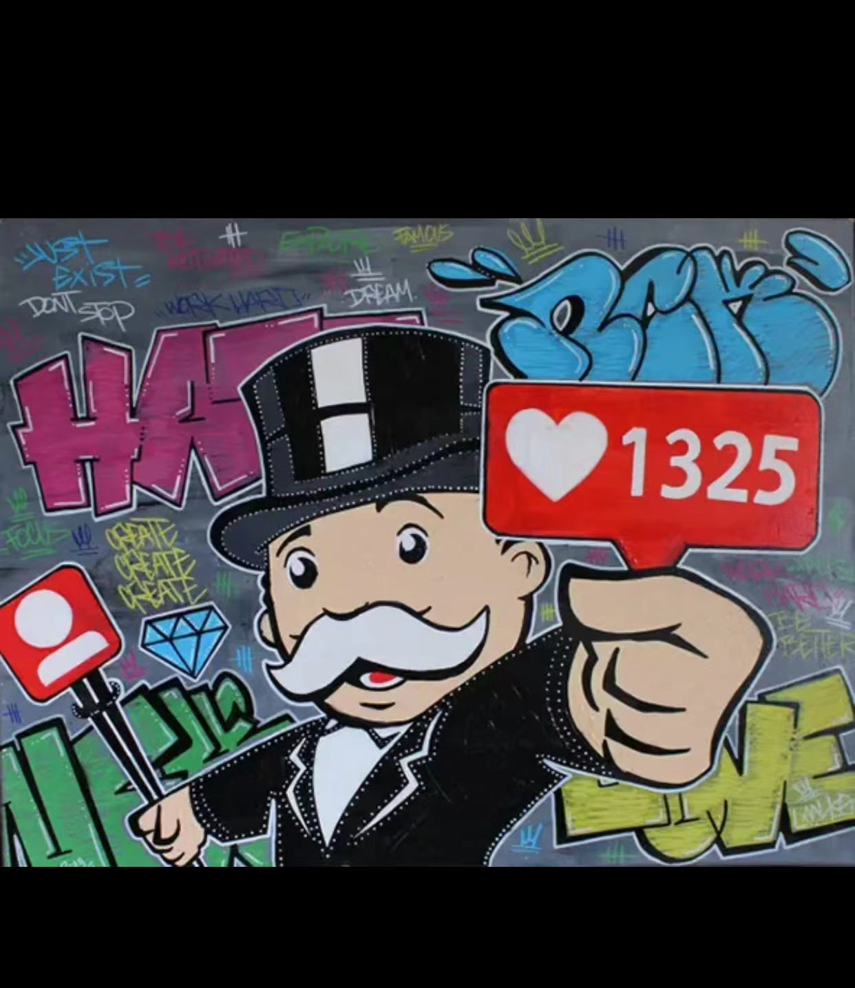 Alec Graffiti Monopoly Millionaire Money Street Art Wall Art - 4 Seasons Home Gadgets