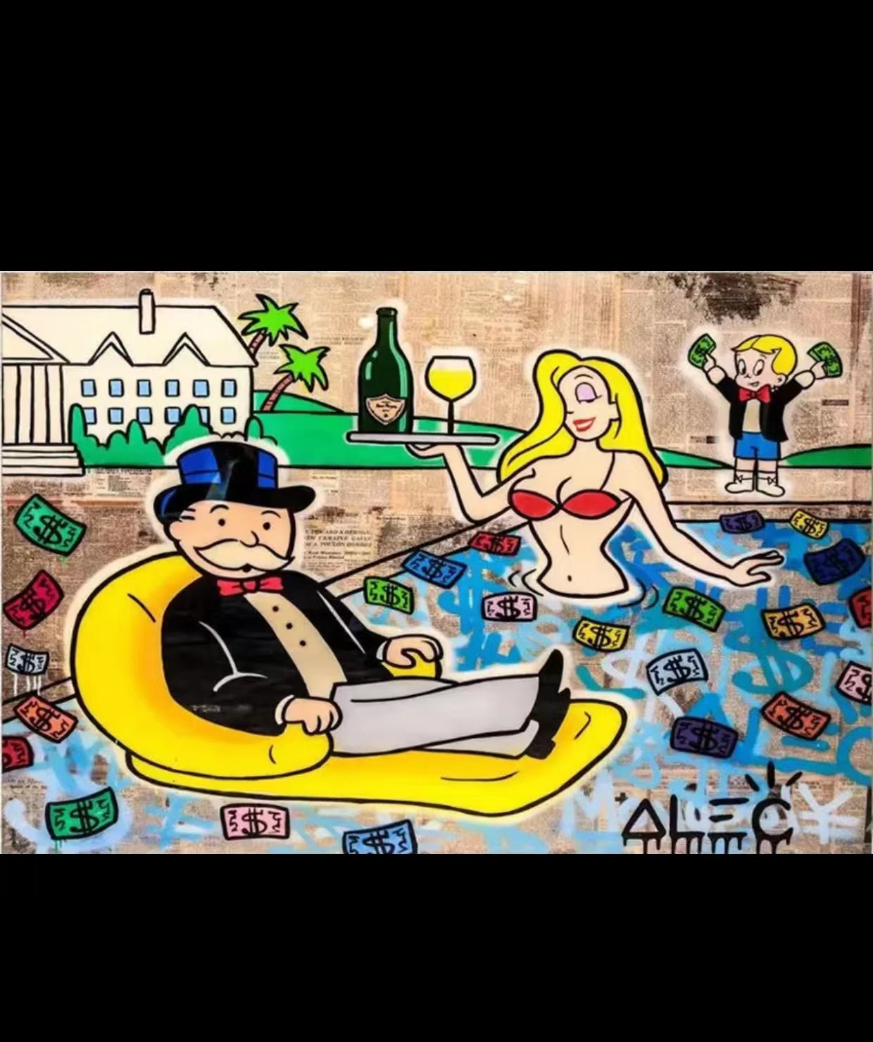 Alec Graffiti Monopoly Millionaire Money Street Art Wall Art - 4 Seasons Home Gadgets