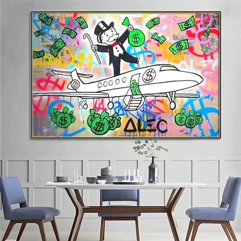 Alec Graffiti Monopoly Millionaire Money Street Art Wall Art - 4 Seasons Home Gadgets