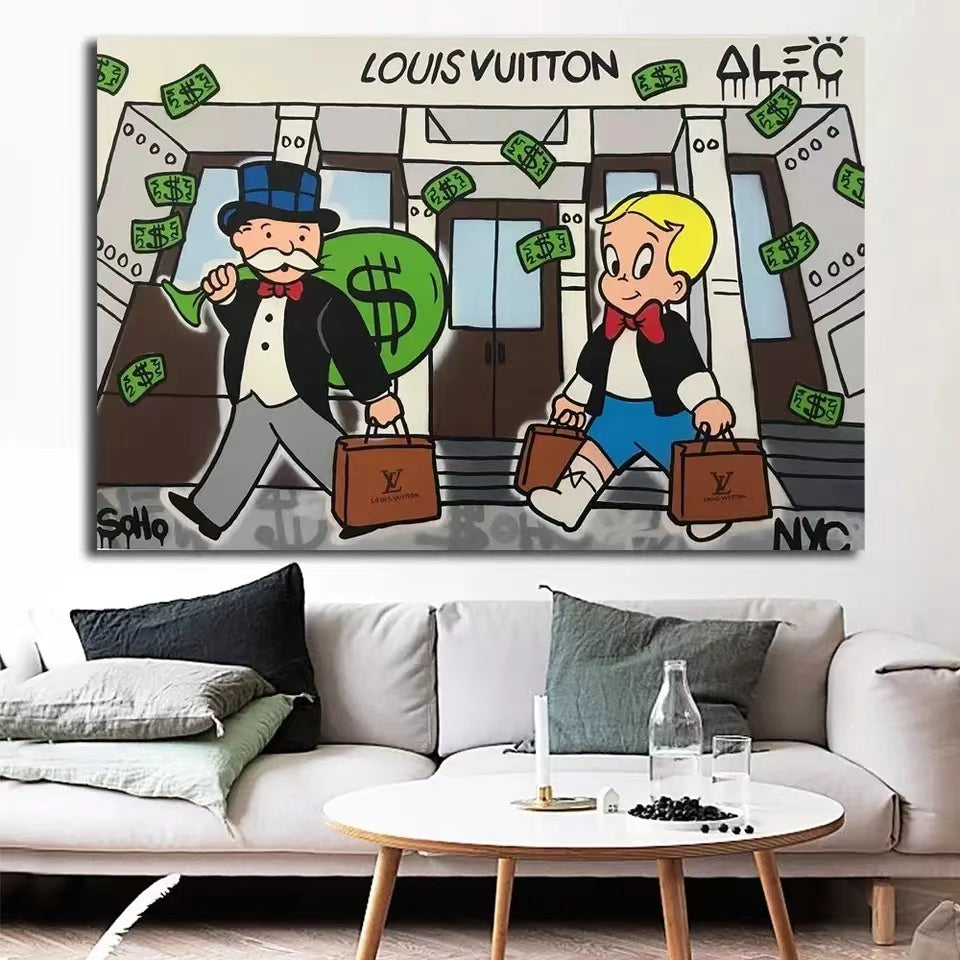 Alec Graffiti Monopoly Millionaire Money Street Art Wall Art - 4 Seasons Home Gadgets