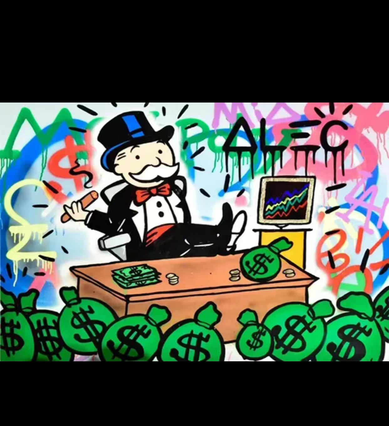 Alec Graffiti Monopoly Millionaire Money Street Art Wall Art - 4 Seasons Home Gadgets