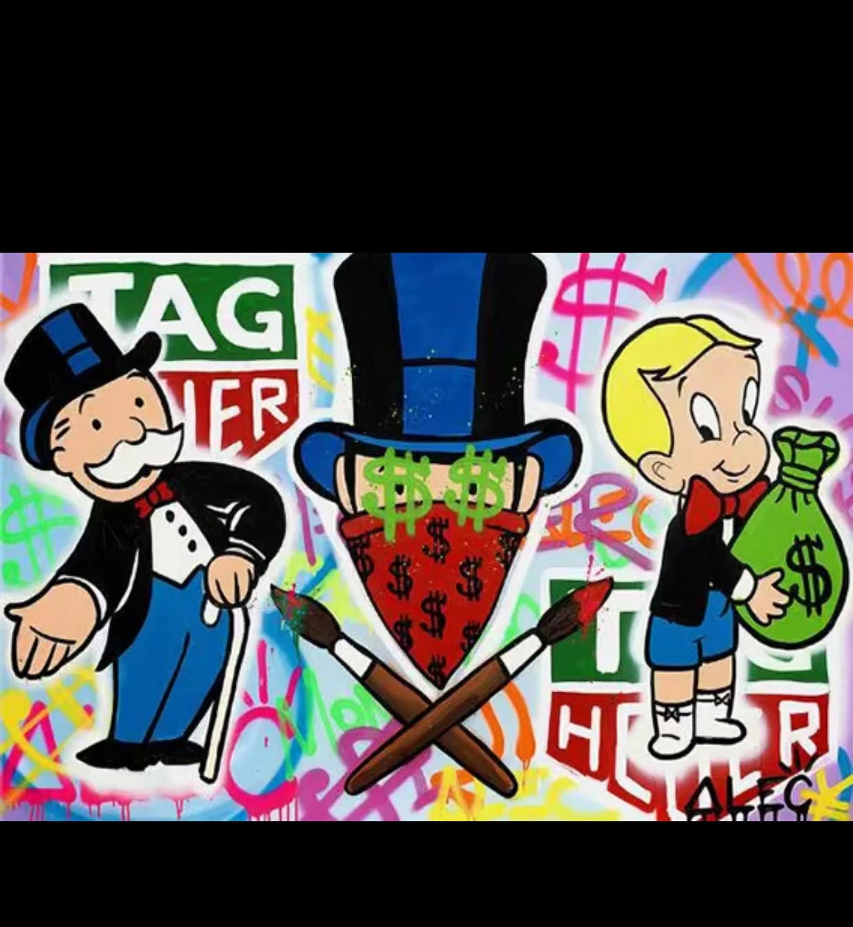 Alec Graffiti Monopoly Millionaire Money Street Art Wall Art - 4 Seasons Home Gadgets