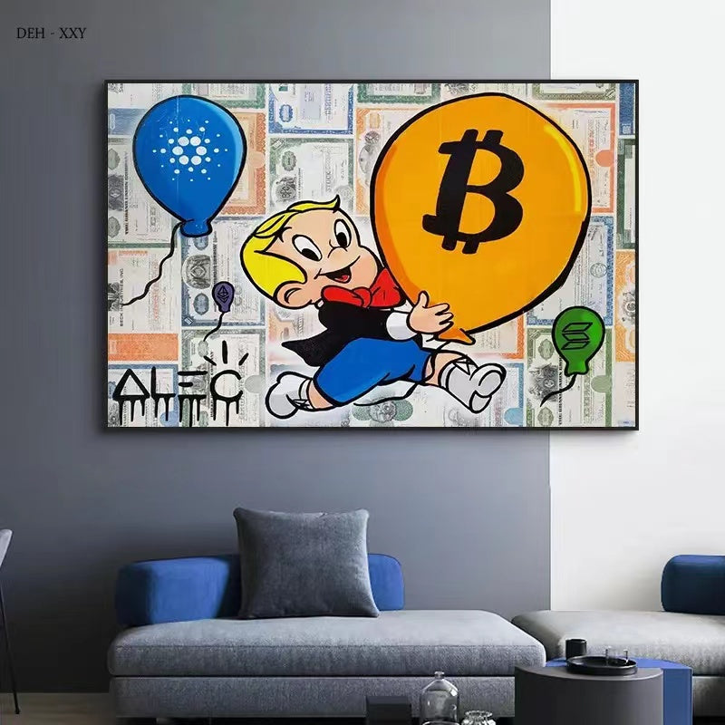 Alec Monopoly and Richie Rich Man Dollars Graffiti Street Wall Art Poster - 4 Seasons Home Gadgets