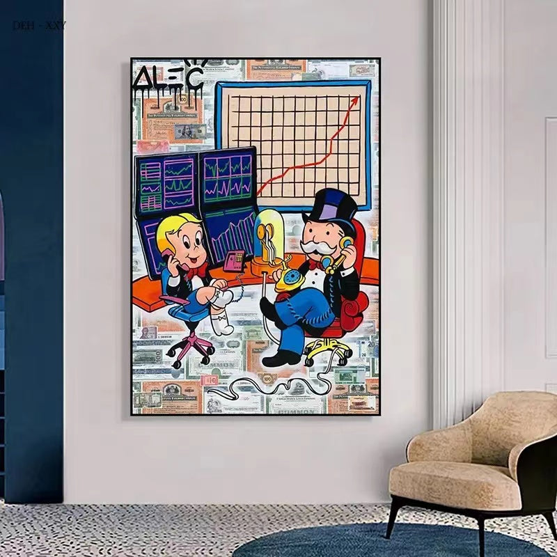 Alec Monopoly and Richie Rich Man Dollars Graffiti Street Wall Art Poster - 4 Seasons Home Gadgets