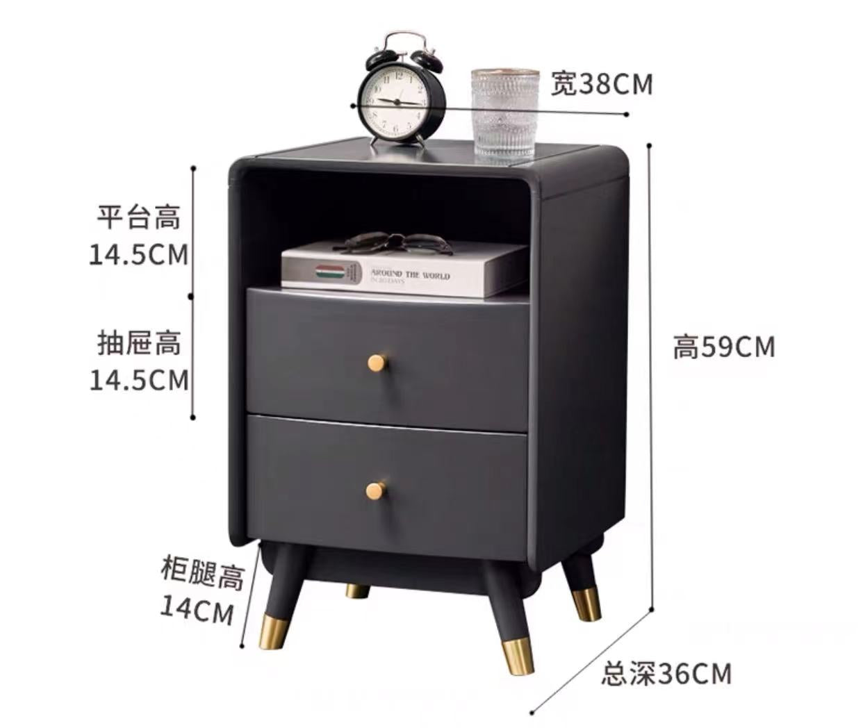 Angled Top 2 Drawers Nightstand - 4 Seasons Home Gadgets