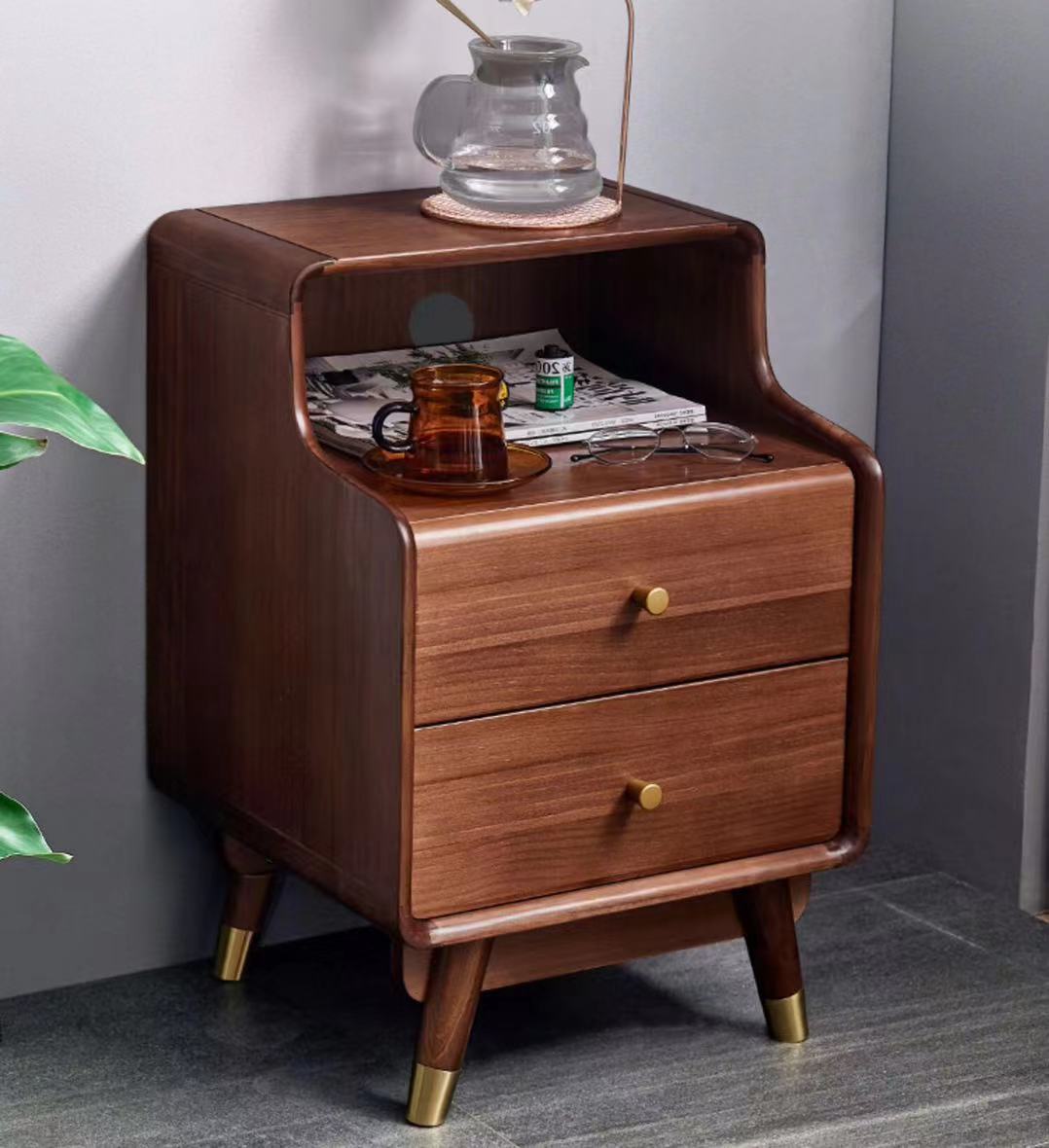 Angled Top 2 Drawers Nightstand - 4 Seasons Home Gadgets