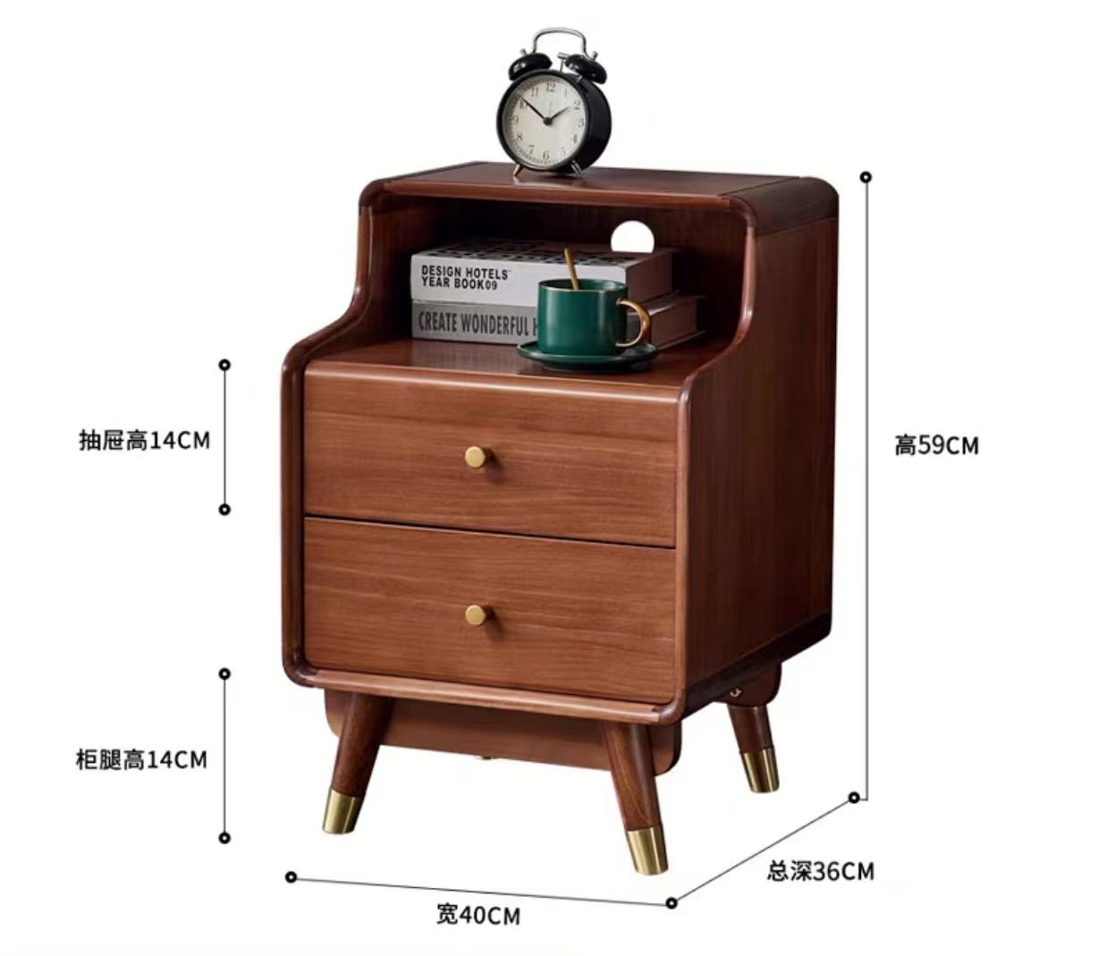 Angled Top 2 Drawers Nightstand - 4 Seasons Home Gadgets