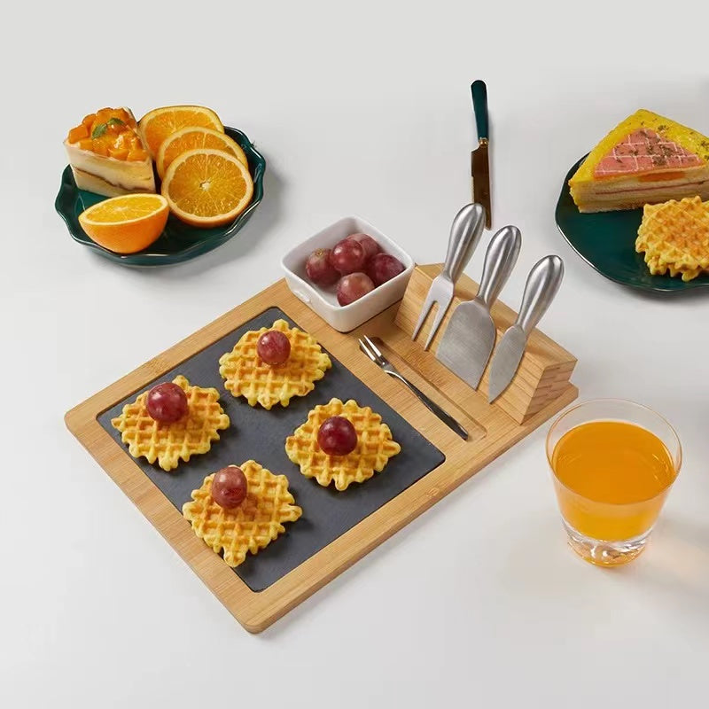 Bamboo Cheese Board Set  With Detachable Slate Board - 4 Seasons Home Gadgets