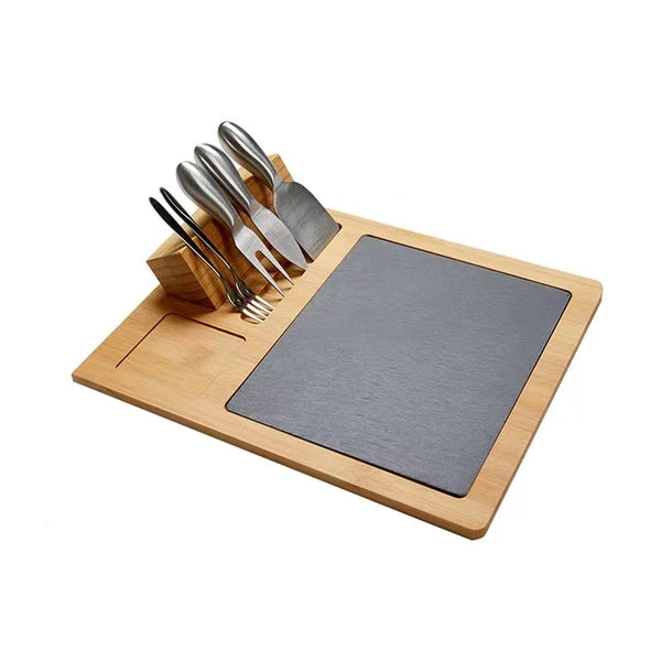 Bamboo Cheese Board Set  With Detachable Slate Board - 4 Seasons Home Gadgets