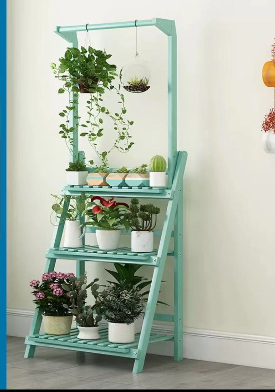 Bamboo Folding Flower Display Rack Ladder Plant Stand - 4 Seasons Home Gadgets