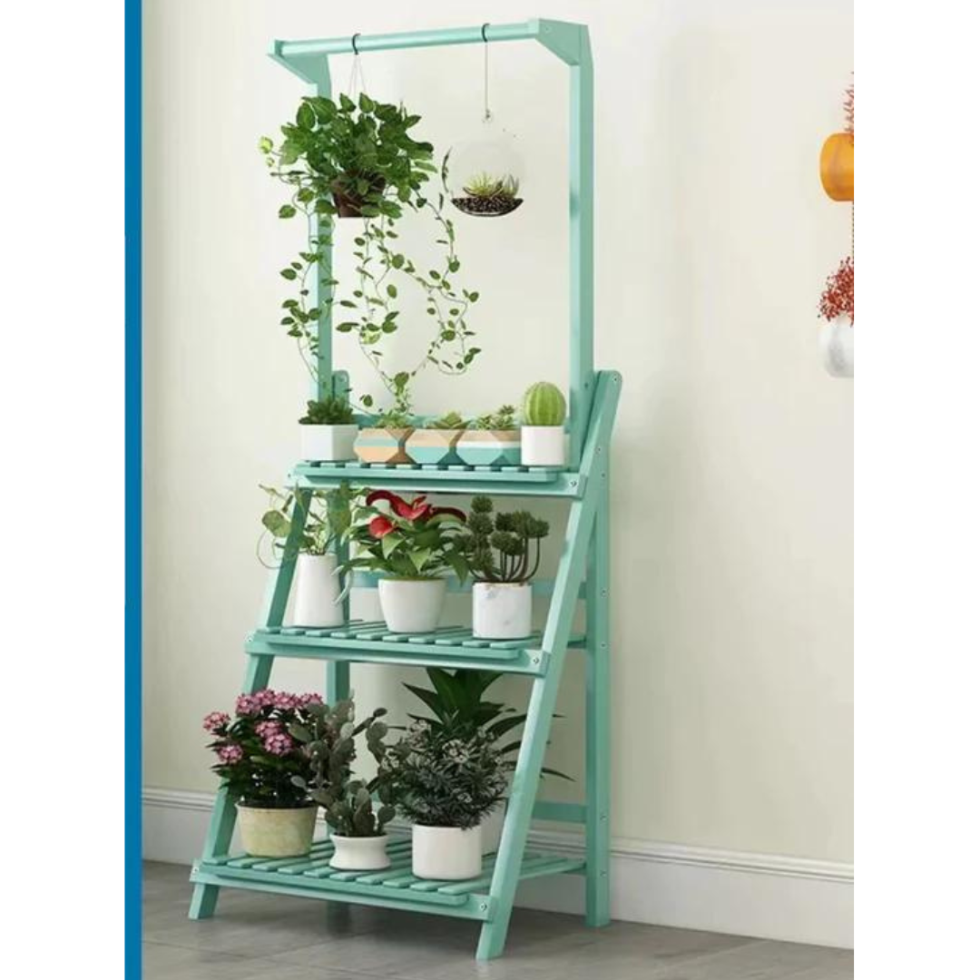 Bamboo Folding Flower Display Rack Ladder Plant Stand - 4 Seasons Home Gadgets