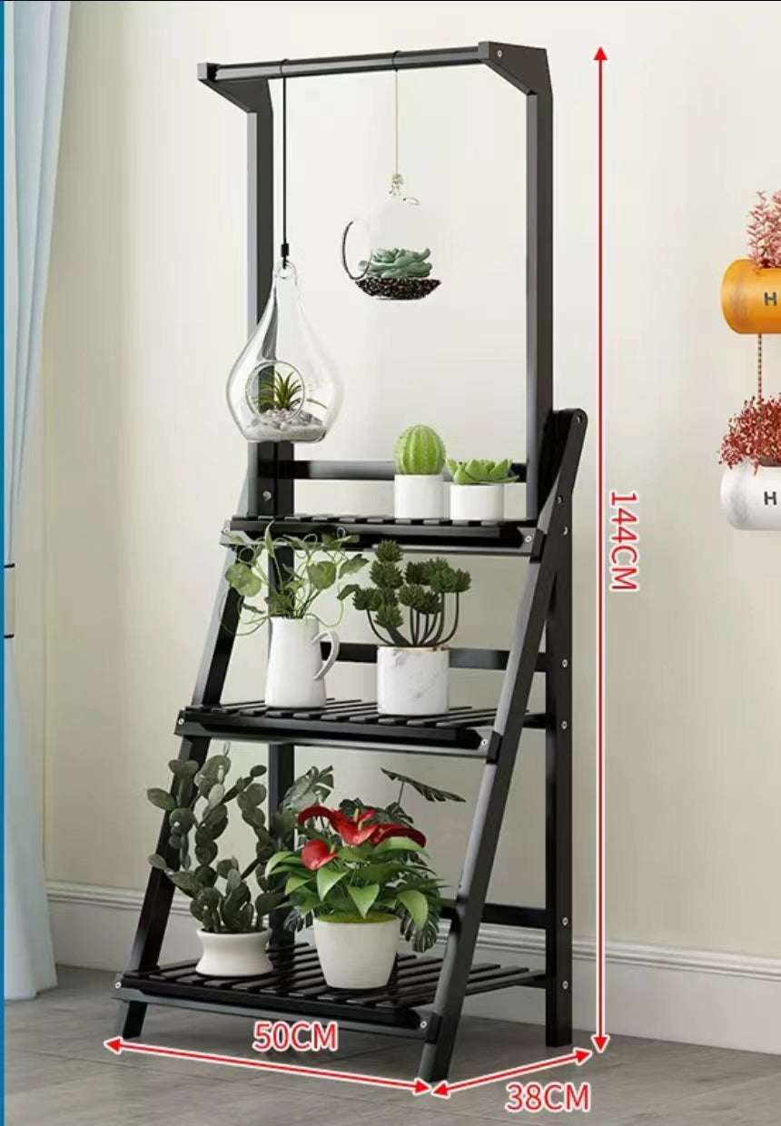 Bamboo Folding Flower Display Rack Ladder Plant Stand - 4 Seasons Home Gadgets