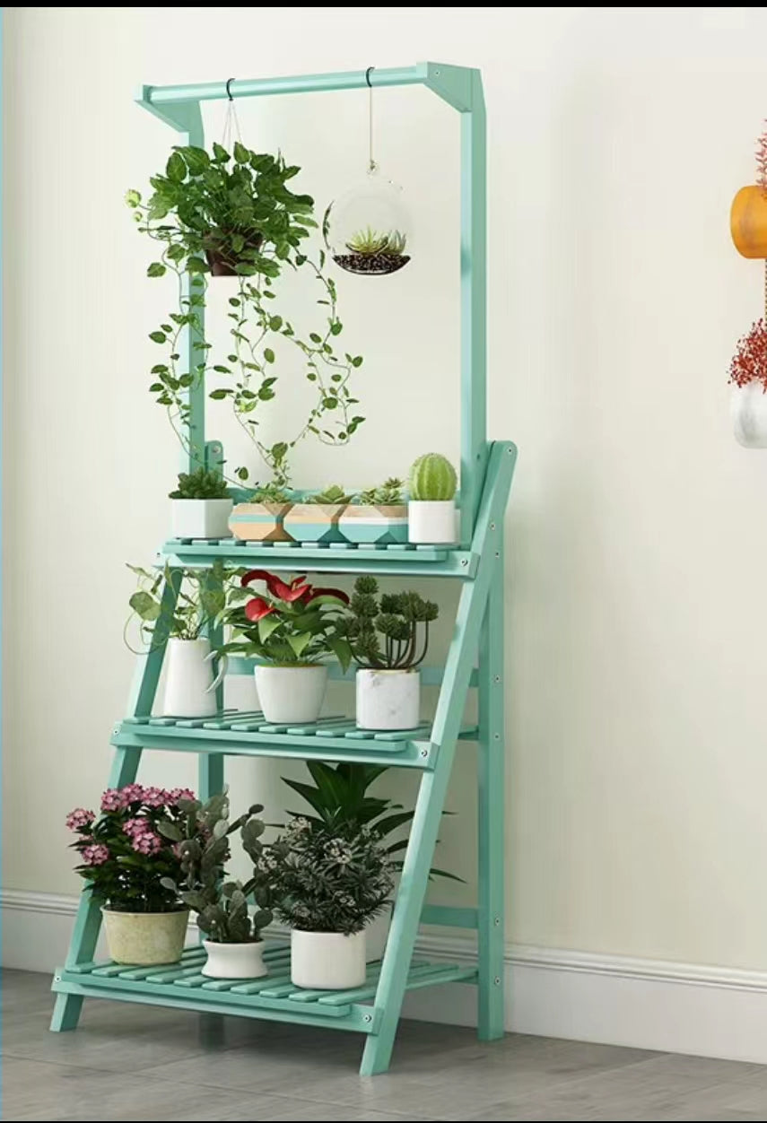 Bamboo Folding Flower Display Rack Ladder Plant Stand - 4 Seasons Home Gadgets