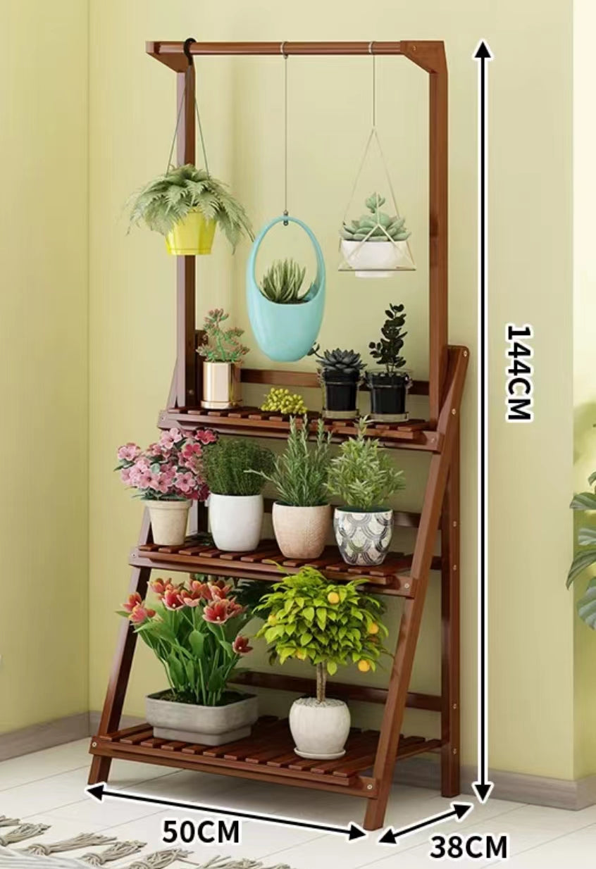 Bamboo Folding Flower Display Rack Ladder Plant Stand - 4 Seasons Home Gadgets