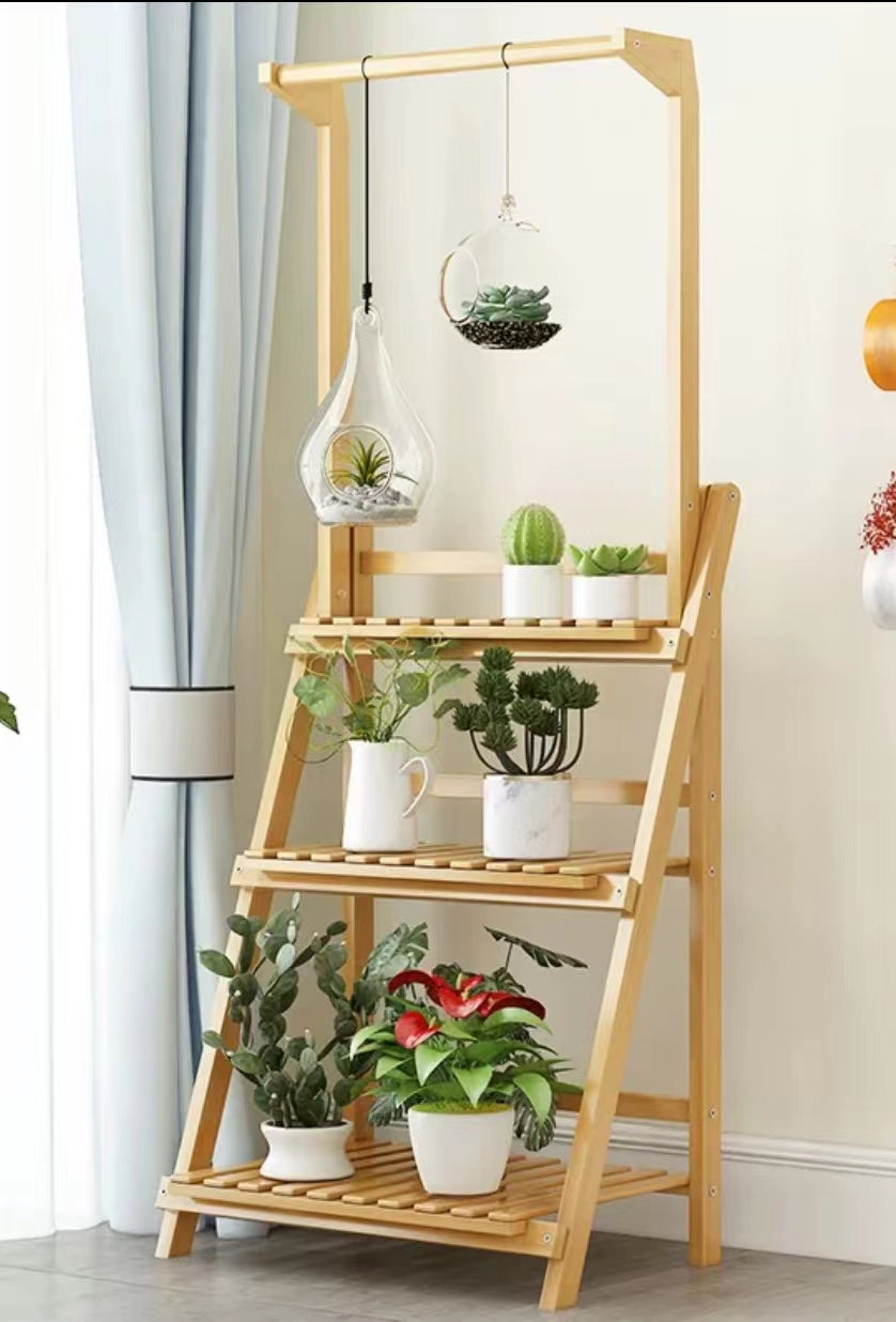 Bamboo Folding Flower Display Rack Ladder Plant Stand - 4 Seasons Home Gadgets