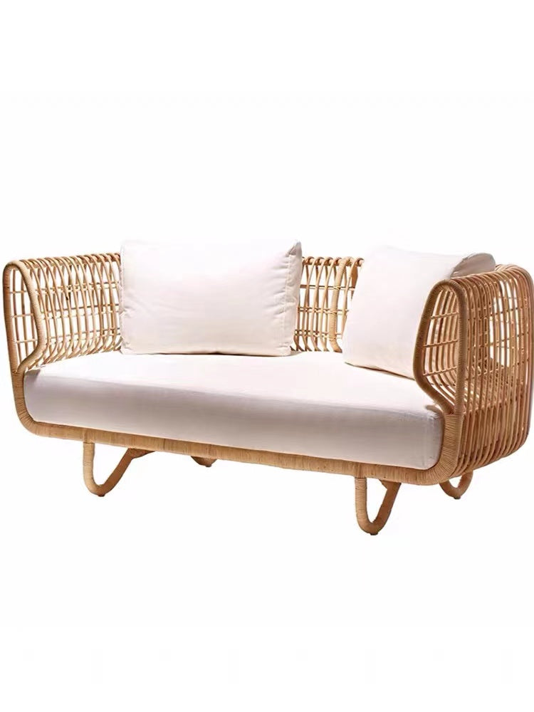 Bamboo Rattan Wicker Loveseat - 4 Seasons Home Gadgets