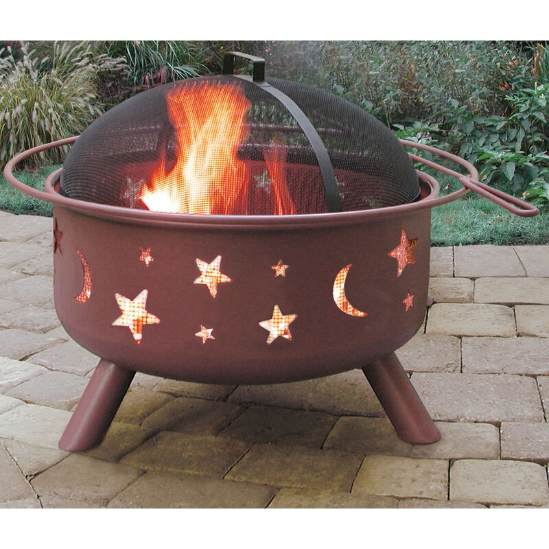 Big Sky Stars and Moon Steel Wood Burning Fire Pit - 4 Seasons Home Gadgets