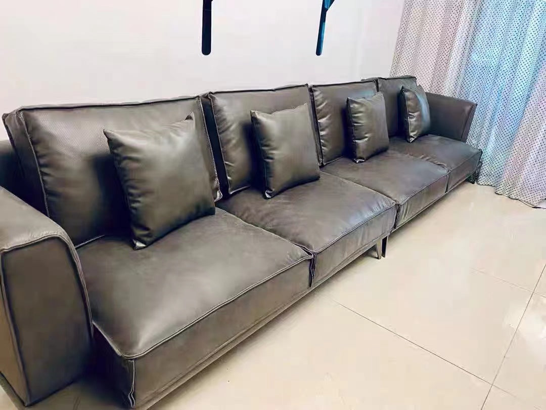 Bismarck Wide Genuine Leather Sofa & Chaise - 4 Seasons Home Gadgets