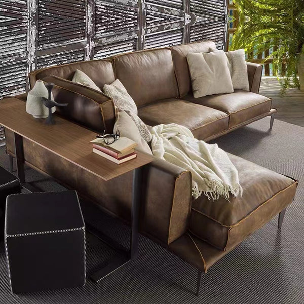 Bismarck Wide Genuine Leather Sofa & Chaise - 4 Seasons Home Gadgets