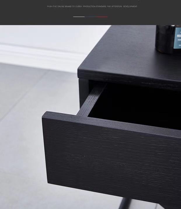 Black wood Drawer Nightstand - 4 Seasons Home Gadgets