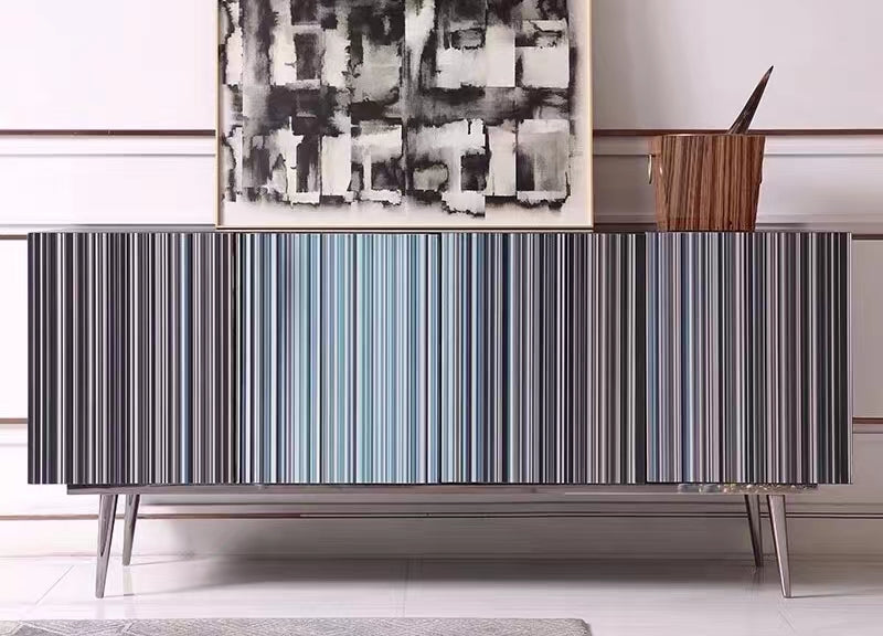 Blue Aqua Stripe Wide Server Sideboard - 4 Seasons Home Gadgets