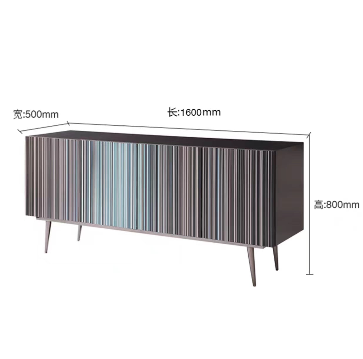 Blue Aqua Stripe Wide Server Sideboard - 4 Seasons Home Gadgets