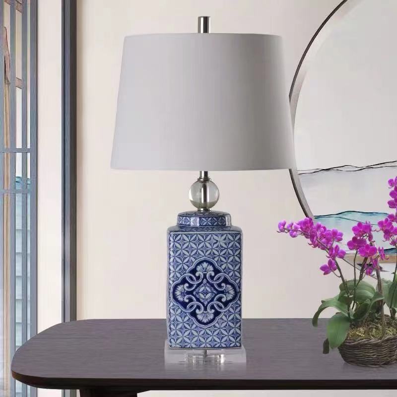 Blue White Porcelain Pillar Table Lamp - 4 Seasons Home Gadgets