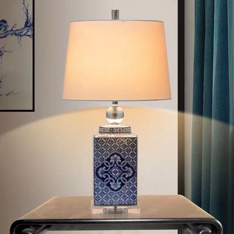 Blue White Porcelain Pillar Table Lamp - 4 Seasons Home Gadgets