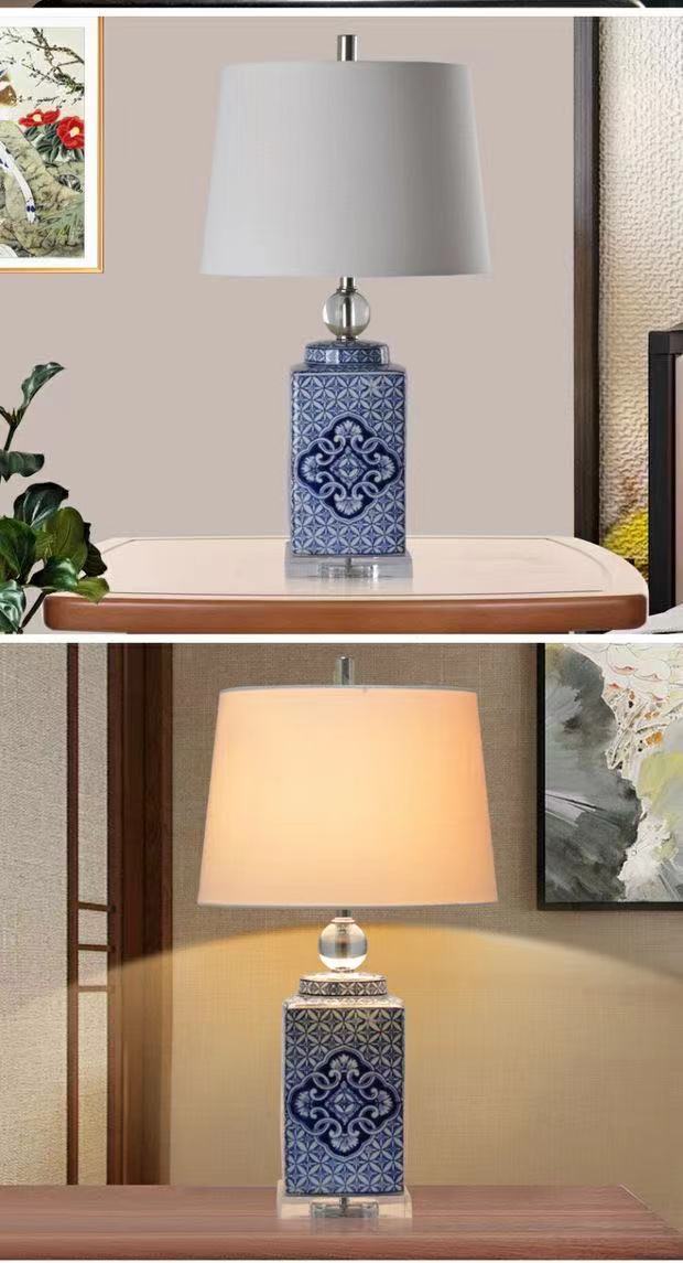 Blue White Porcelain Pillar Table Lamp - 4 Seasons Home Gadgets