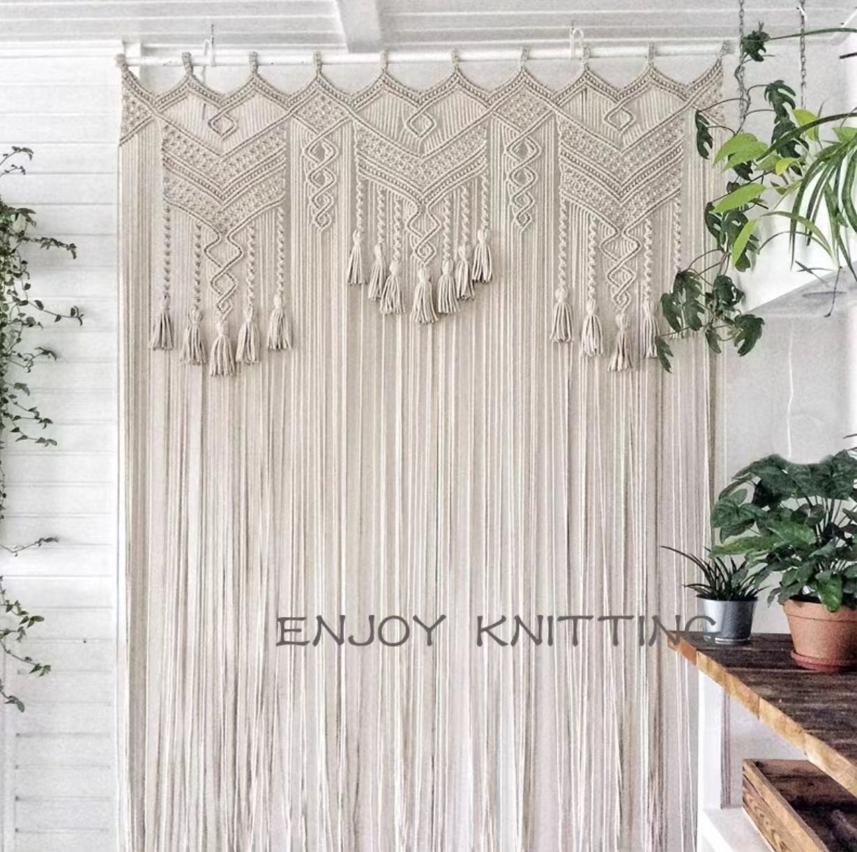 Bohemian Cotton Knitted Hanging Room Divider - 4 Seasons Home Gadgets