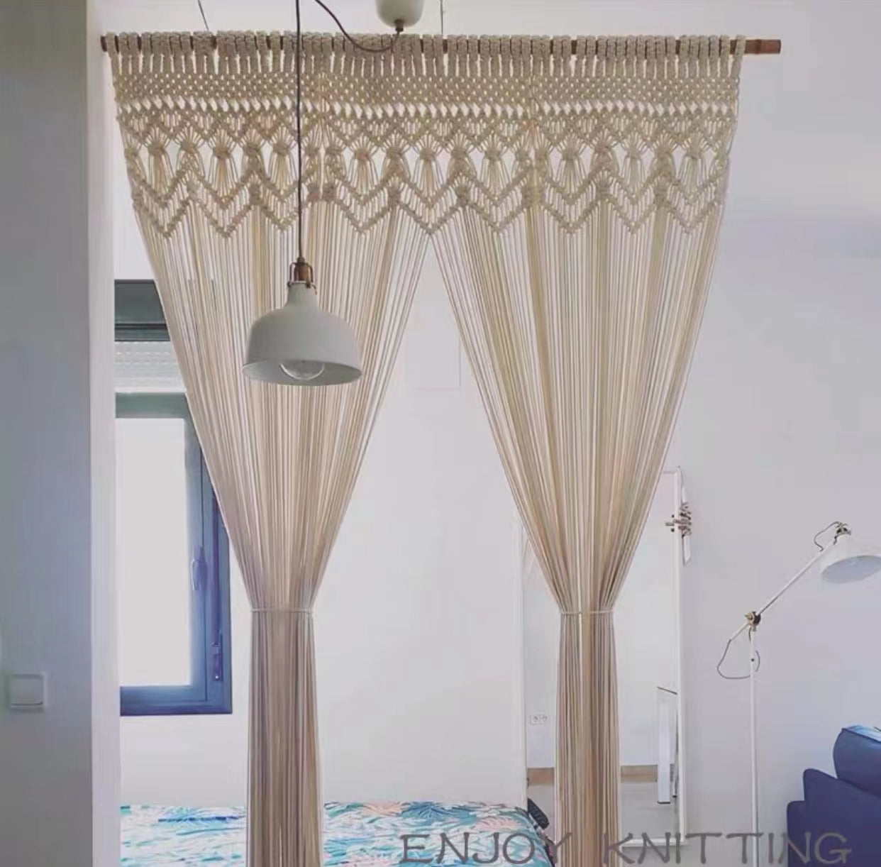 Bohemian Cotton Knitted Hanging Room Divider - 4 Seasons Home Gadgets