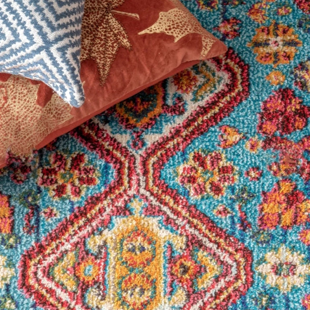 Bohemian Power Loom Performance Blue Rug - 4 Seasons Home Gadgets