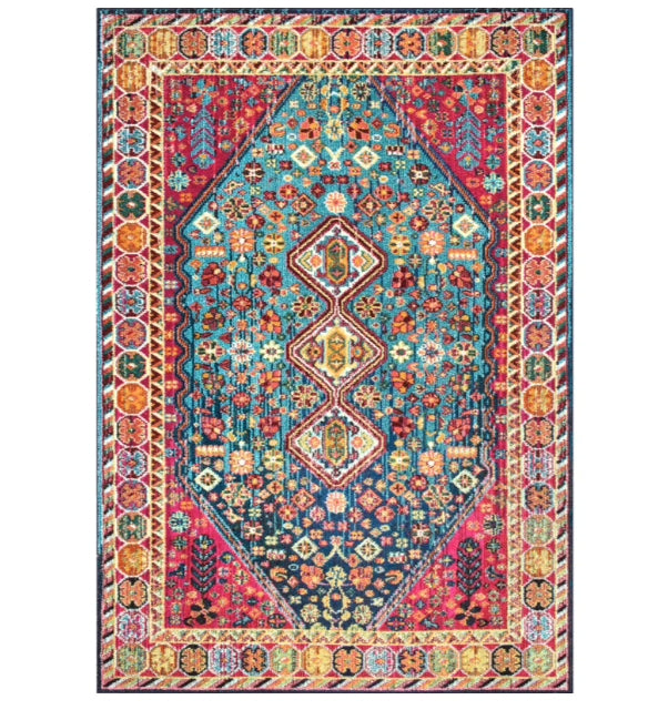 Bohemian Power Loom Performance Blue Rug - 4 Seasons Home Gadgets