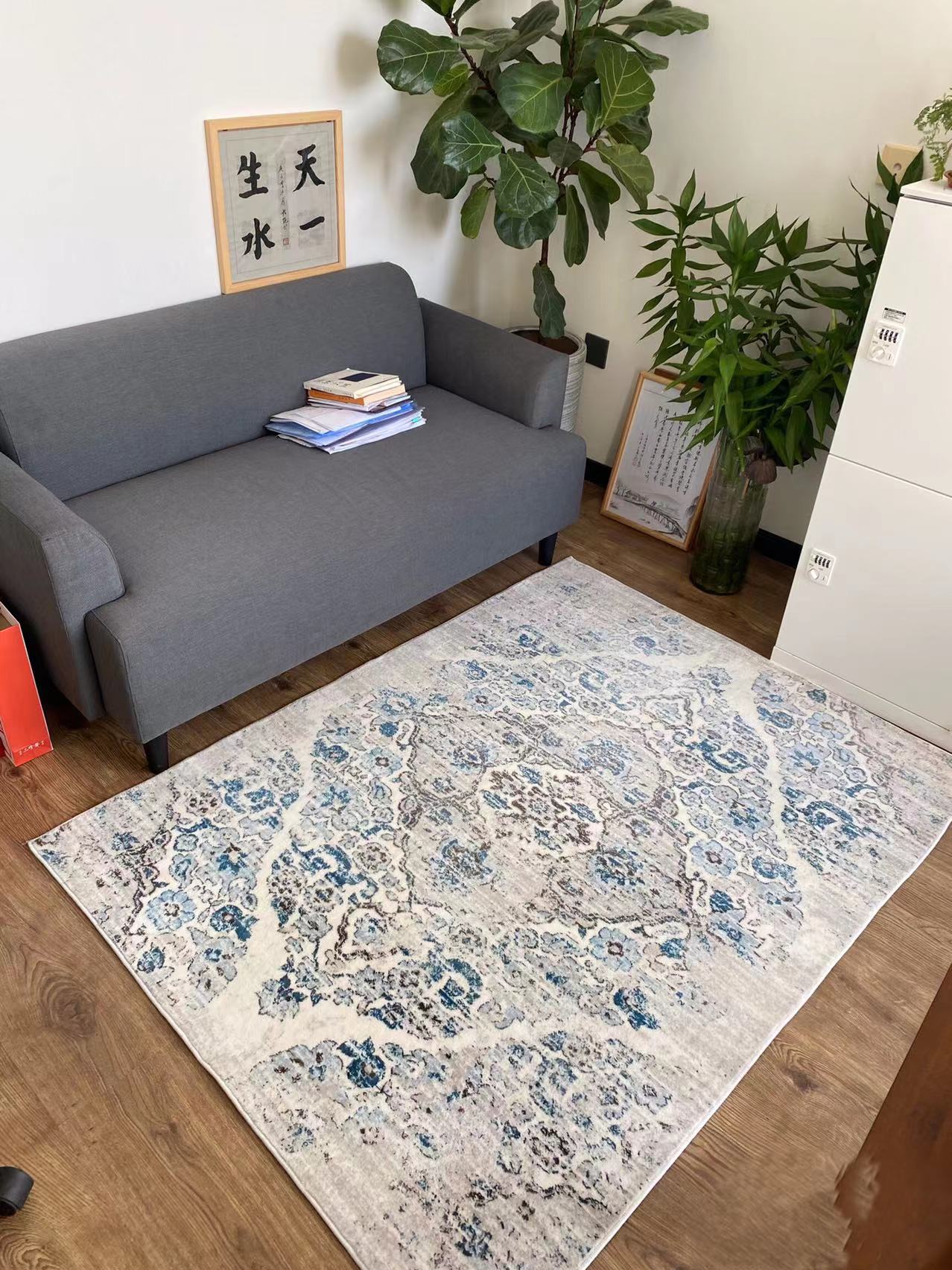 Brandt Oriental Area Rug in Black or Blue - 4 Seasons Home Gadgets