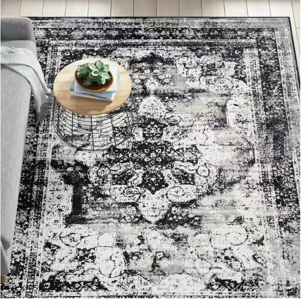 Brandt Oriental Area Rug in Black or Blue - 4 Seasons Home Gadgets