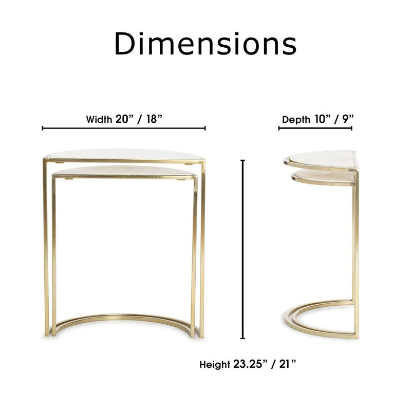 Brass Marble C  End Table Set - 4 Seasons Home Gadgets