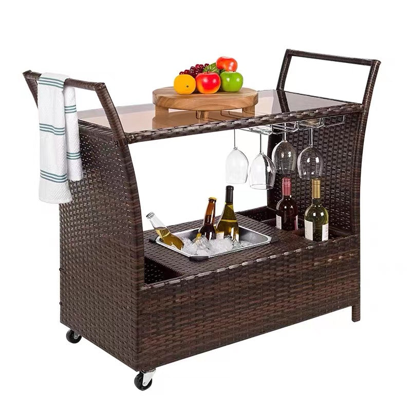 Bratton Resin Wicker Bar Cart - 4 Seasons Home Gadgets