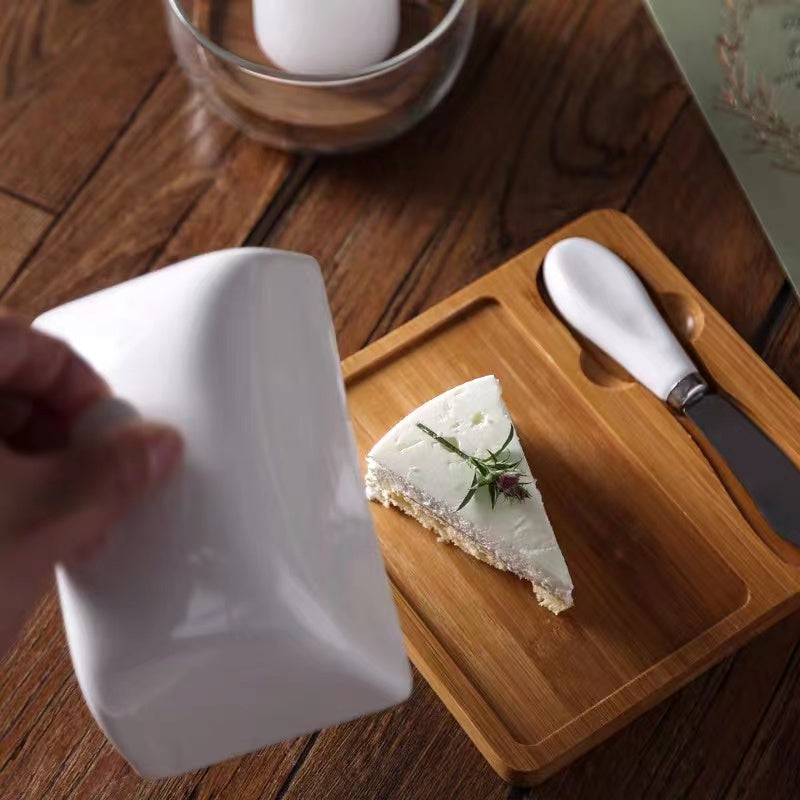 Butter Dish With Bamboo Tray With Cover - 4 Seasons Home Gadgets