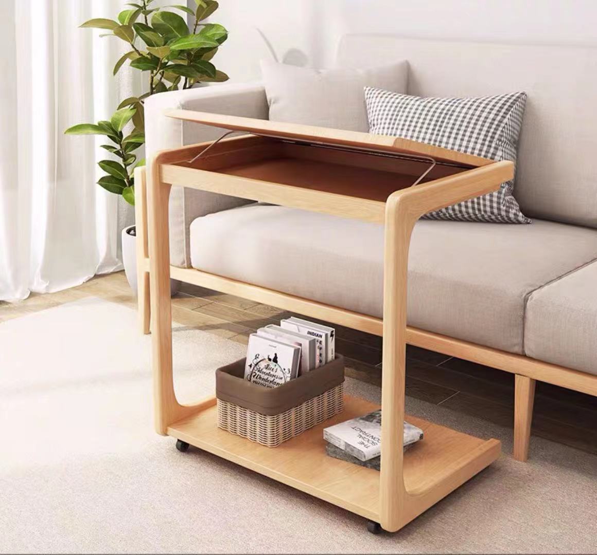 C Shape End Table With Drawer - 4 Seasons Home Gadgets