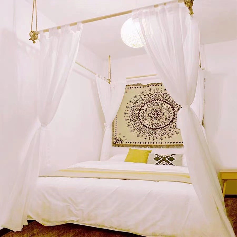 Canopy Bed Curtains With Wood Frame - 4 Seasons Home Gadgets