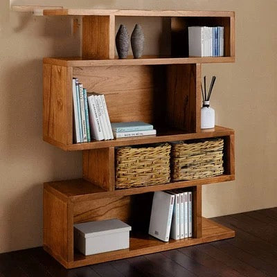 Cassidy Solid Wood Geometric Bookcase - 4 Seasons Home Gadgets