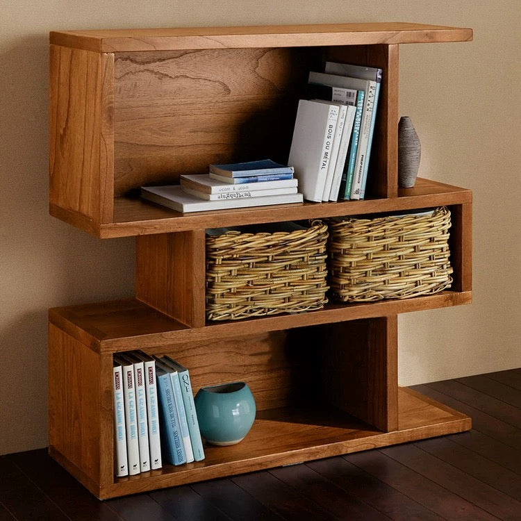 Cassidy Solid Wood Geometric Bookcase - 4 Seasons Home Gadgets