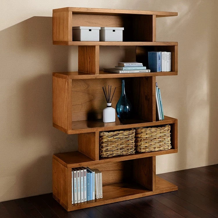 Cassidy Solid Wood Geometric Bookcase - 4 Seasons Home Gadgets